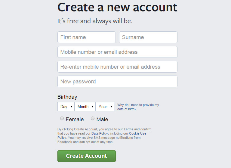 fb-create account